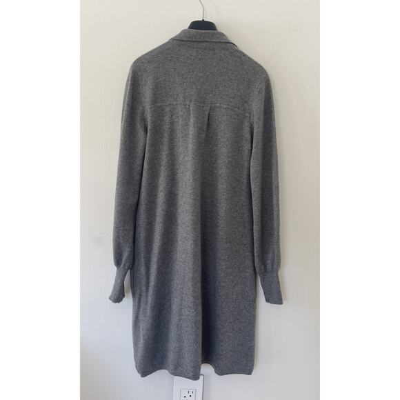 ALLUDE 100% Cashmere collared long sleeve button up dress Size Medium - Picture 4 of 4
